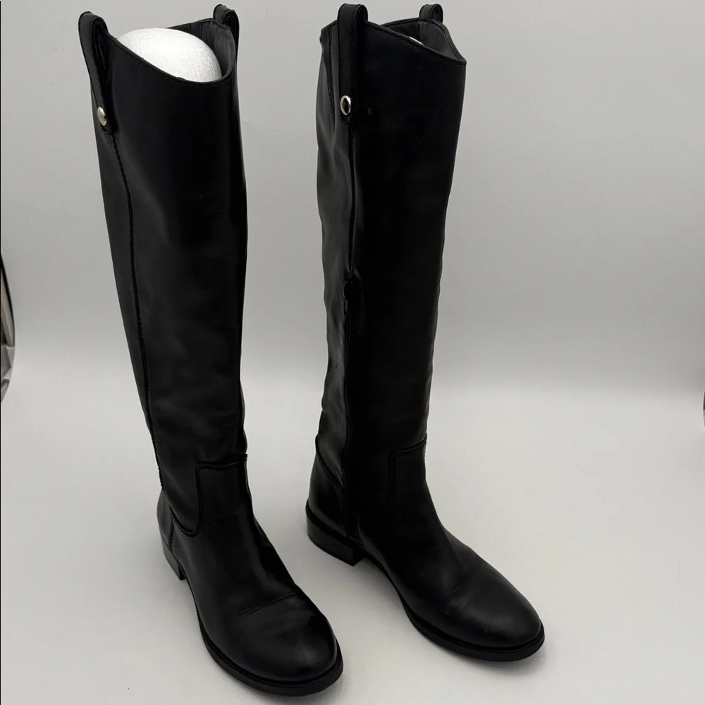 iNC fawne Black Women's riding calf Boots leather 7M casual  office fall winter